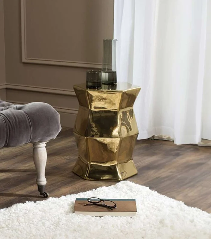 Safavieh – Modern Hexagon Garden Stool – Gold – ACS4542F