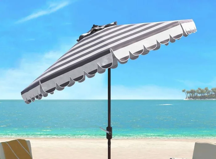 Safavieh – Ramona 9Ft Crank Umbrella – Grey – White – PAT8011B