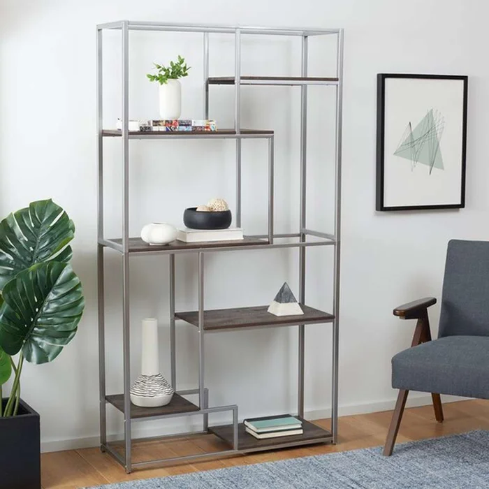 Safavieh – Rege 7 Shelf Etagere – Cocoa Walnut – Silver – ETG6402B