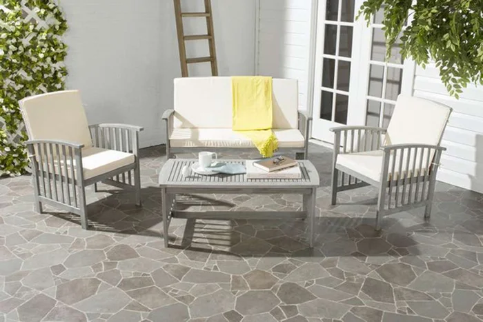 Safavieh – Rocklin 4 Pc Outdoor Set – Grey – Beige – PAT7007B