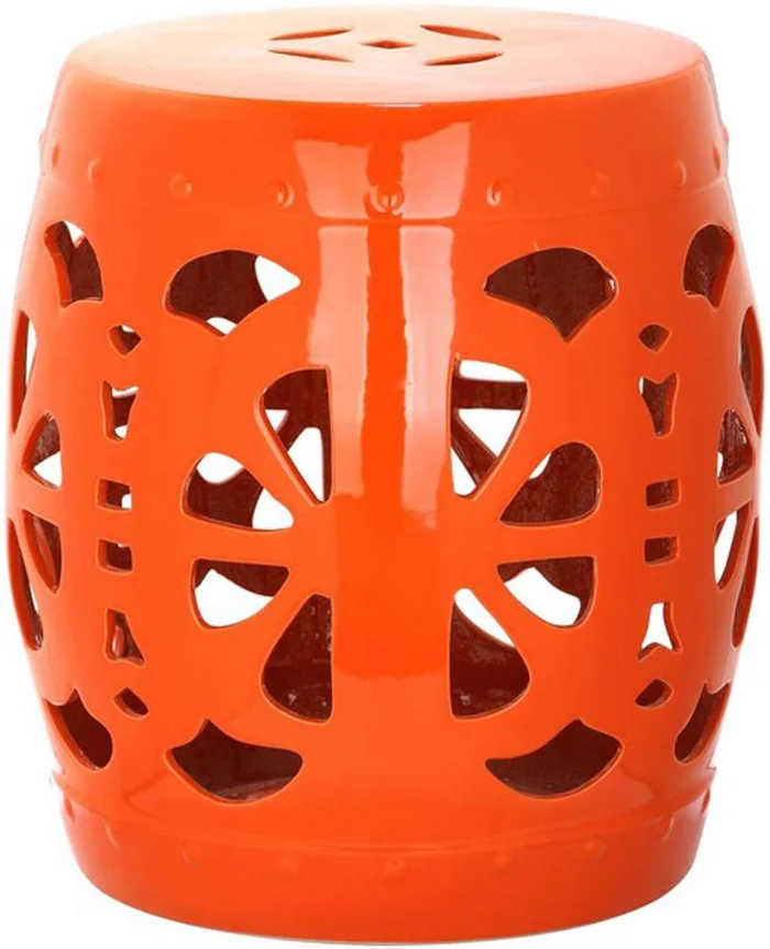 Safavieh – Stencil Blossom Garden Stool – Orange – ACS4536D