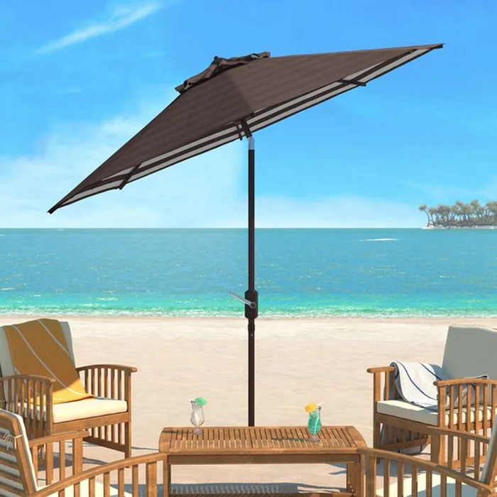 Safavieh – Tiana 9Ft Crank Umbrella – Brown – PAT8007D