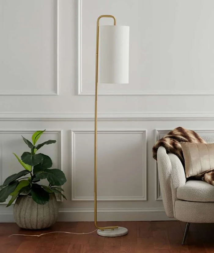 Safavieh – Troilus 64in Floor Lamp – Gold – White Marble – FLL7005A