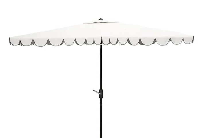 Safavieh – Venice 6.5X10 Rect Umbrella – White – Black – PAT8310E