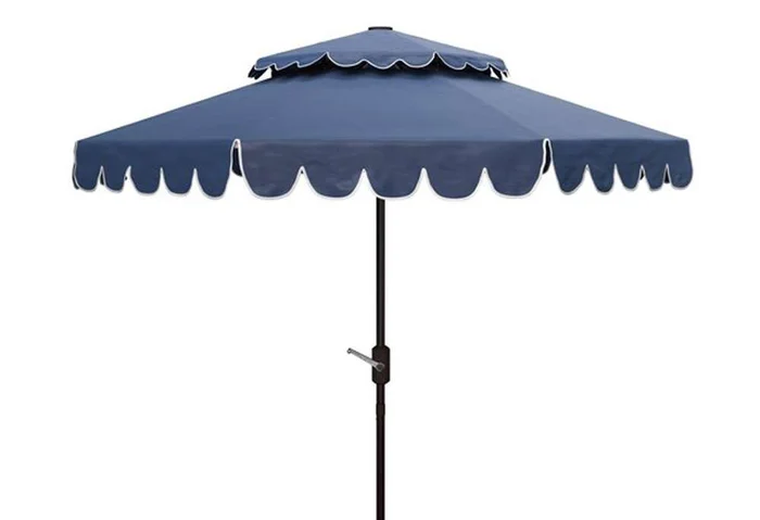 Safavieh – Venice 9Ft Double Top Umbrella – Navy – White – PAT8210A