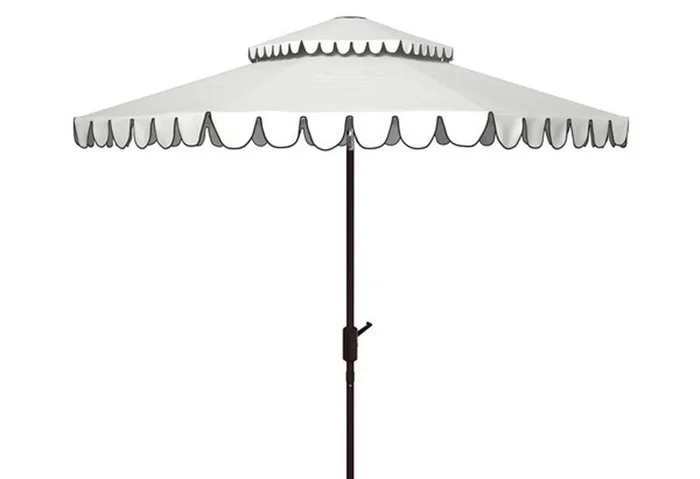 Safavieh – Venice 9Ft Double Top Umbrella – White – Black – PAT8210E