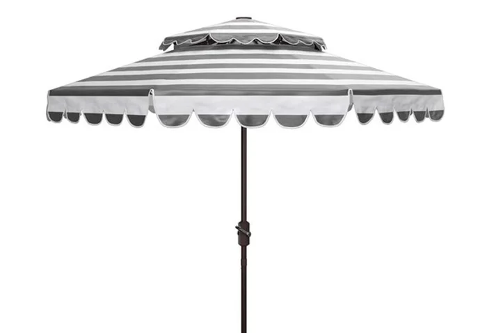 Safavieh – Vienna 9Ft Double Top Umbrella – Black – White – PAT8211D