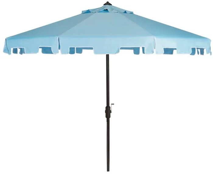 Safavieh – Zimmerman 11Ft Market Umbrella – Baby Blue – White – PAT8100D