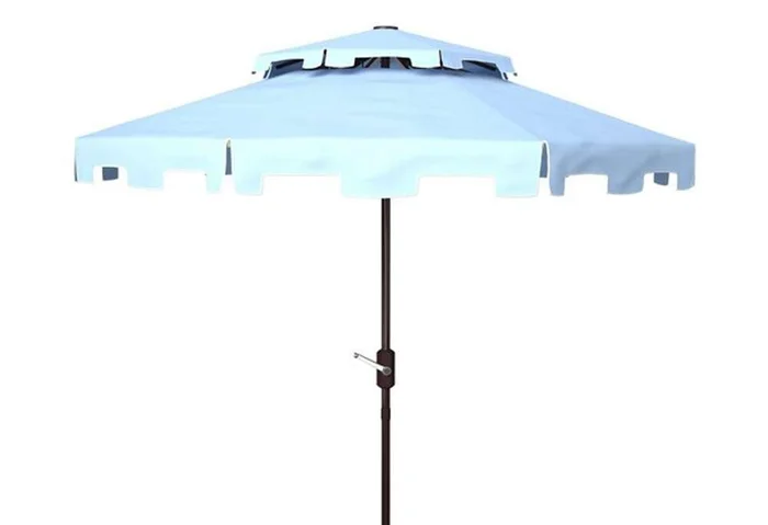 Safavieh – Zimmerman 9Ft Double Top Umbrella – Baby Blue – White – PAT8200D
