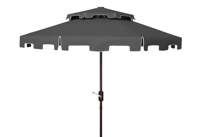 Safavieh – Zimmerman 9Ft Double Top Umbrella – Grey – White – PAT8200E