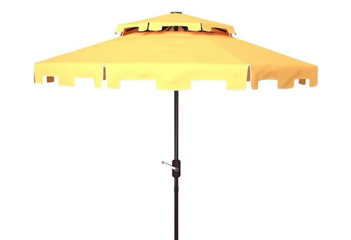 Safavieh – Zimmerman 9Ft Double Top Umbrella – Yellow – White – PAT8200F