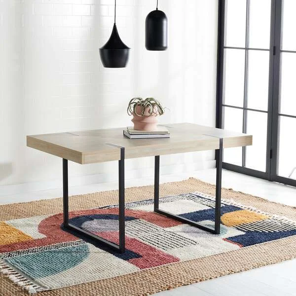 Safavieh Cael Dining Table – Sand With Black
