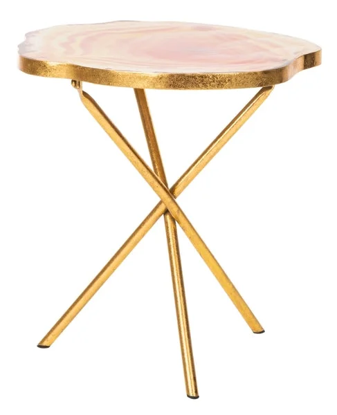 Safavieh Giselle Faux Agate Side Table – Multi,Orange,Gold