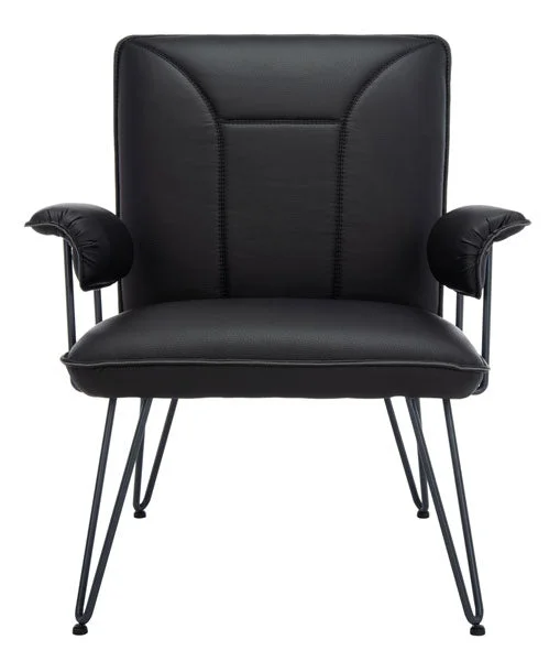 Safavieh Johannes 17.3″H Mid Century Modern Leather Arm Chair – Black,Pu