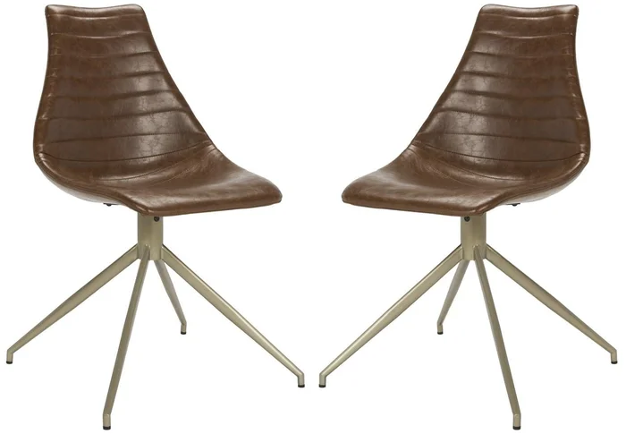 Safavieh Lynette Midcentury Modern Leather Swivel Dining Chair – Light,Brown,Copper