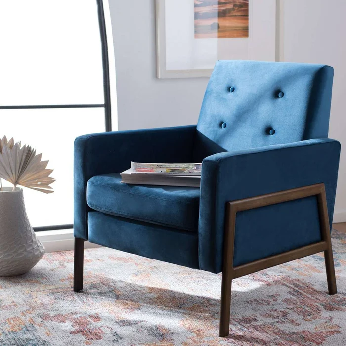 Safavieh Roald Sofa Accent Chair – Blue Velvet
