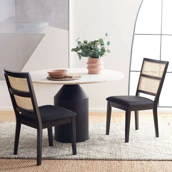 Safavieh Toril Dining Chair Set Of 2 – Black With Black Fabric Seat
