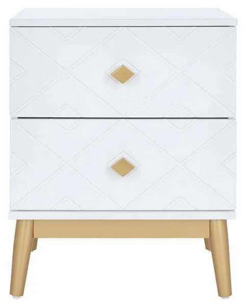 Safavieh Wilfred 2 Drawer Patterned Night Stand – White