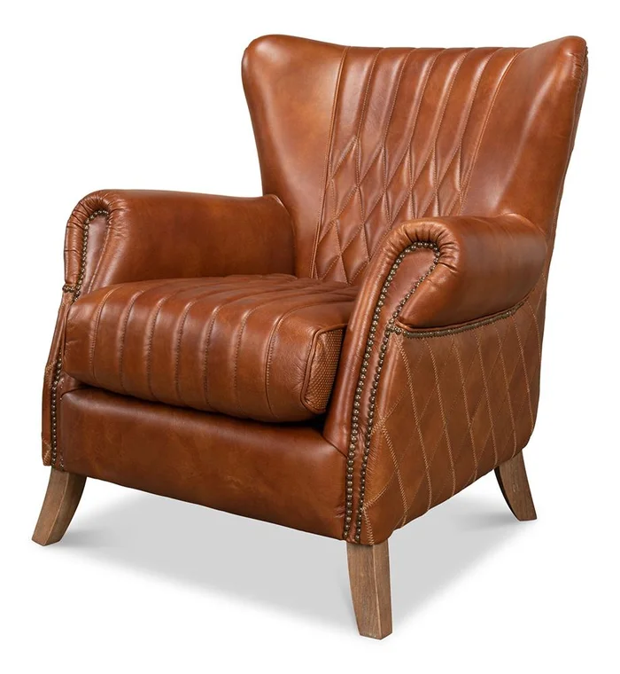 Sarreid Ltd – Bugatti Arm Chair – Brown – 29773