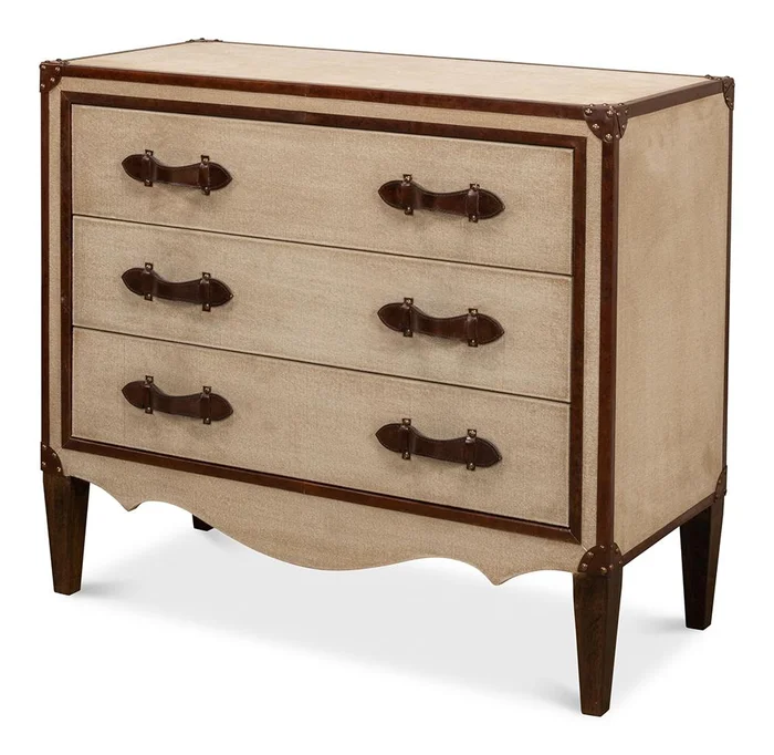 Sarreid Ltd – French Art Deco Commode – Beige – 29039