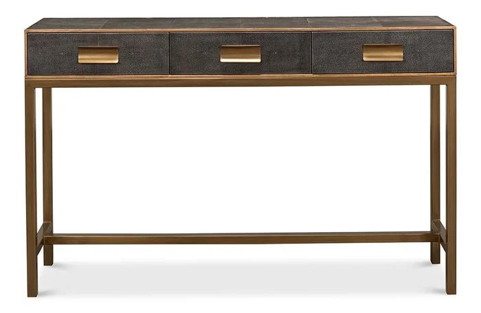 Sarreid Ltd – Gideon Shagreen Console Table, Ant.Grey – 53553-1
