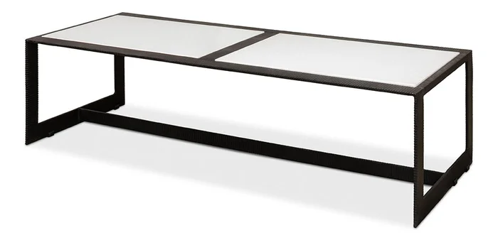 Sarreid Ltd – Ridged Iron Rectangular Coffee Table – Black – 53428