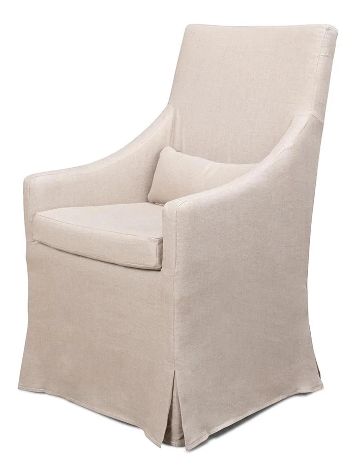 Sarreid Ltd – Skirted Arm Chair – Beige – 30689