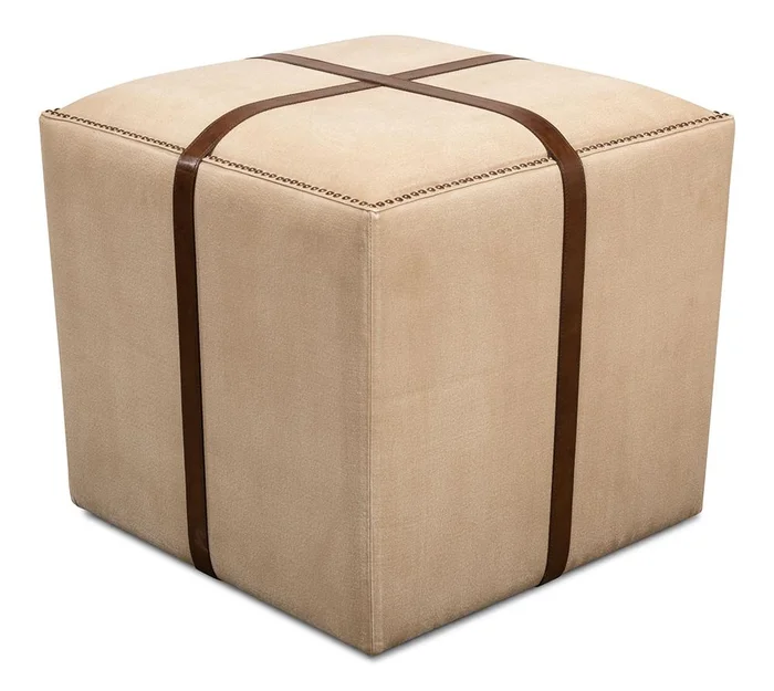 Sarreid Ltd – Strap Canvas & Leather Stool – Beige – 29371