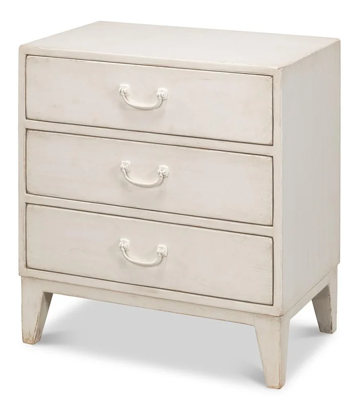 Sarreid Ltd – Willow 3 Drawer Commode, Antique White – 53575-3