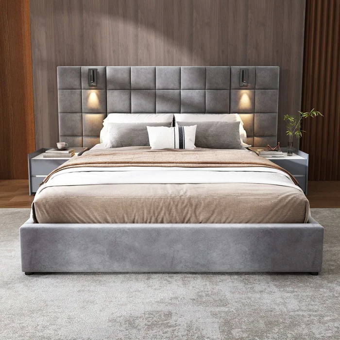Sienna Queen Bed,with reading lamp and USB port