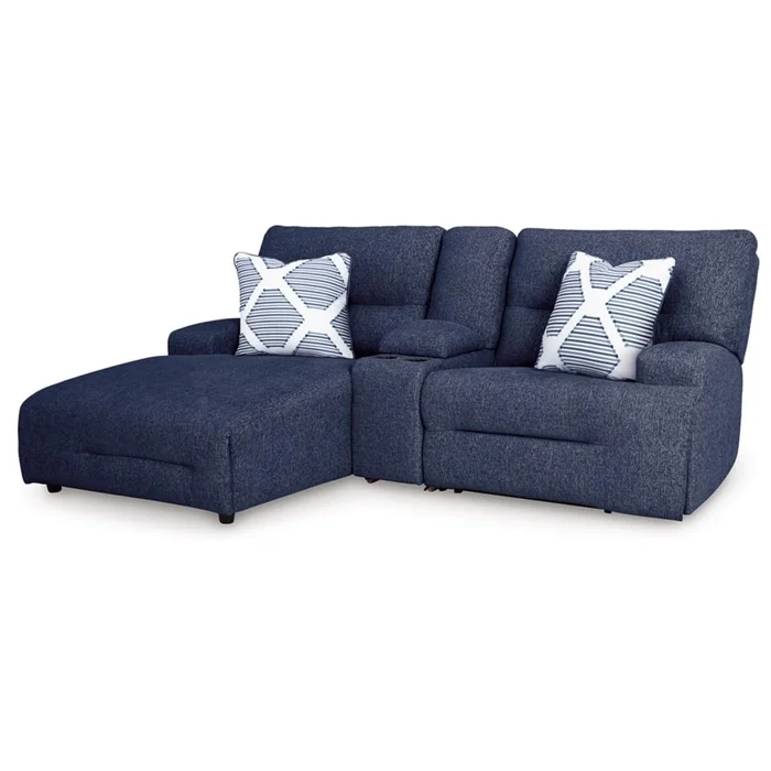 Signature Design by Ashley – Acklen Place 3-Piece Power Reclining Sectional Sofa With Left Facing Chaise in Navy