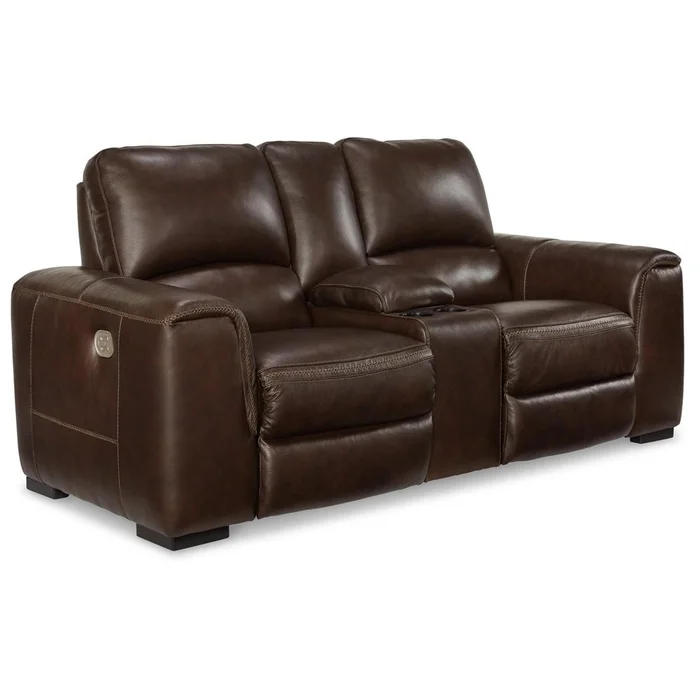 Signature Design by Ashley – Alessandro Pwr Rec Loveseat/Con/Adj Hdrst in Walnut – U2550218