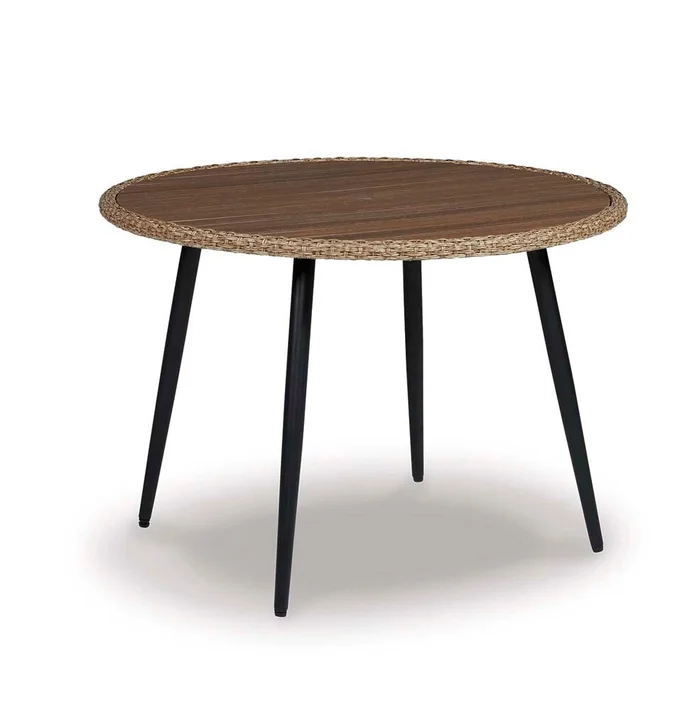 Signature Design by Ashley – Amaris Outdoor Round Dining Table in Brown/Black – P369-615