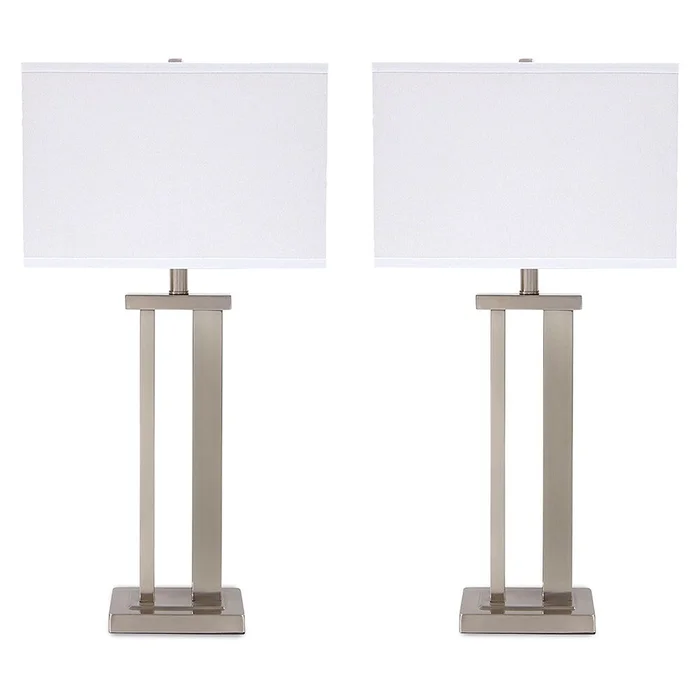 Signature Design by Ashley – Aniela Metal Table Lamp (Set of 2) in Silver Finish – L204054