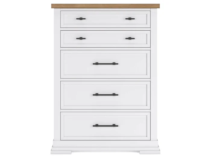 Signature Design by Ashley – Ashbryn Five Drawer Chest in White/Natural – B844-46