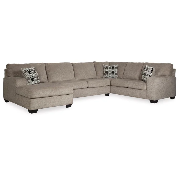 Signature Design by Ashley – Ballinasloe Fabric 3 Piece Sectional With Laf Chaise in Platinum