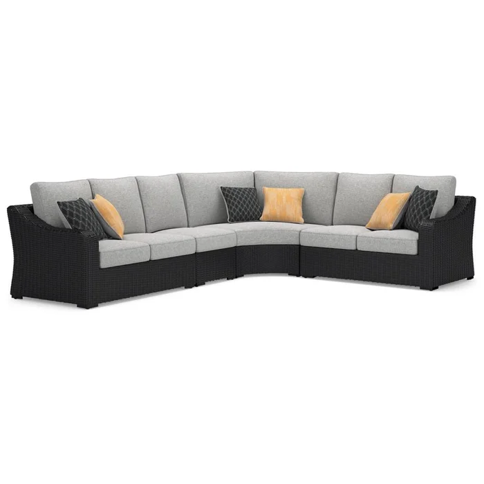 Signature Design by Ashley – Beachcroft 4-Piece Outdoor Sectional in Black/Light Gray