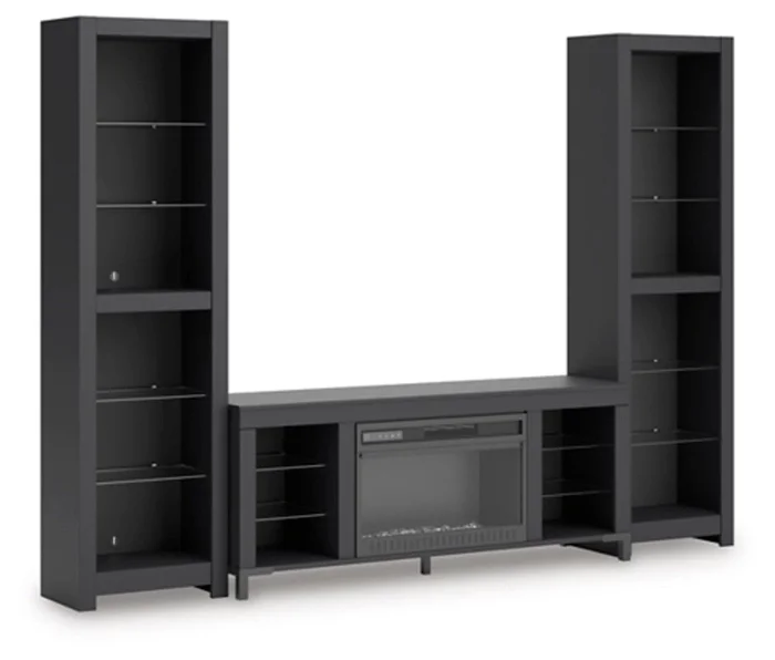 Signature Design by Ashley – Cayberry 3-Piece Entertainment Center With Electric Fireplace in Black