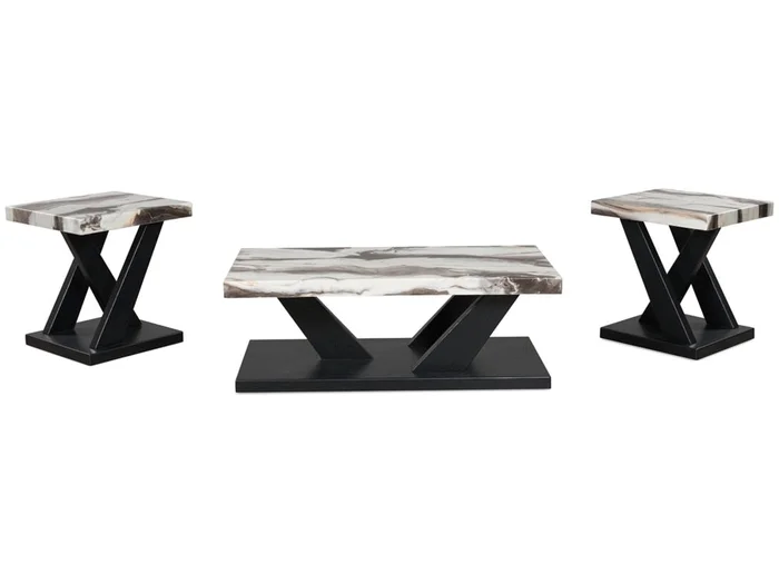 Signature Design by Ashley – Cendill Occasional Table (Set of 3) in Dark Brown/White/Black – T403-13