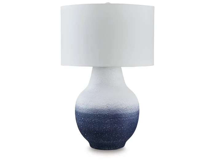 Signature Design by Ashley – Dashland Metal Table Lamp in White/Navy – L207514
