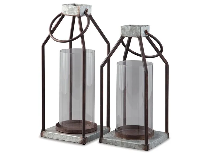 Signature Design by Ashley – Diedrick Lantern Set (Set of 2) in Gray/Black – A2000346