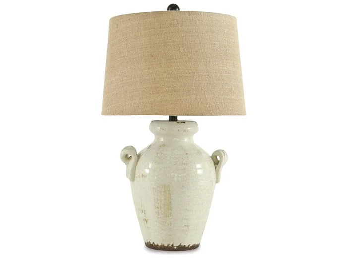 Signature Design by Ashley – Emelda Ceramic Table Lamp in Cream – L100664