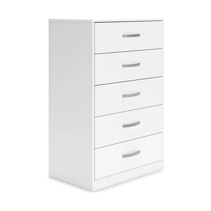 Signature Design by Ashley – Flannia Five Drawer Chest in White – EB3477-245