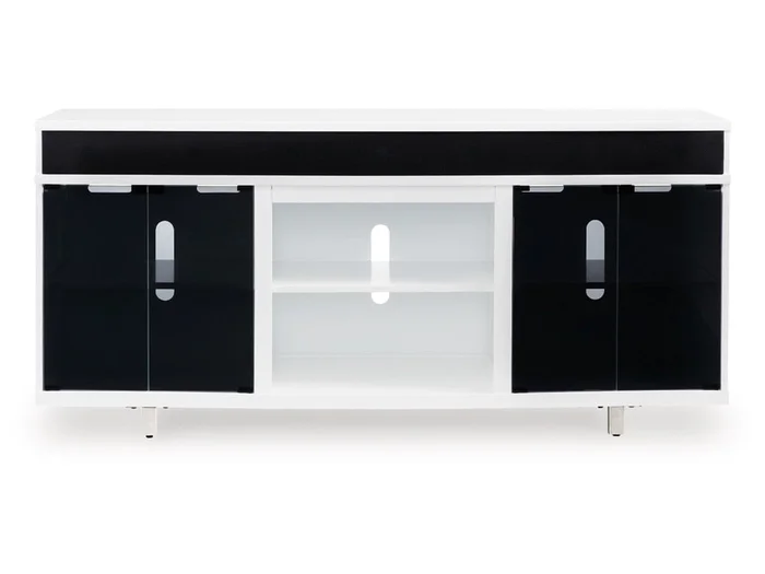 Signature Design by Ashley – Gardoni Xl Tv Stand W/Fireplace Option in White/Black – W756-68