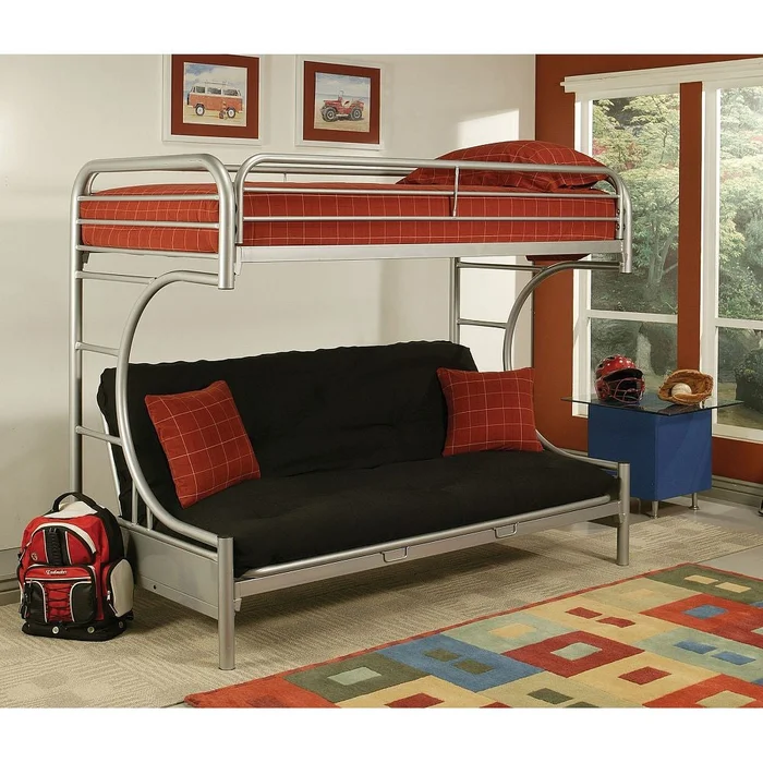 Silver Twin Xl Over Queen Futon Bunk Bed By Homeroots