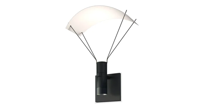 Sonneman Suspenders Standard Single LED Wall Sconce with Bar-Mounted Duplex Cylinder Luminaire, Snoot Flood Lens and Parachute Wall Reflector