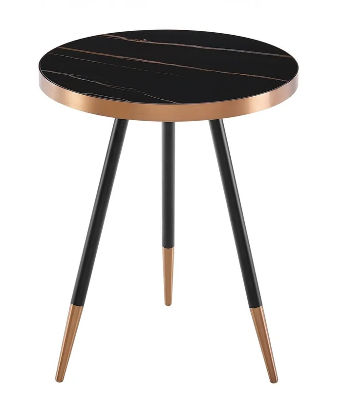 Stylish Black Ceramic and Rose Gold Side or End Table By Homeroots