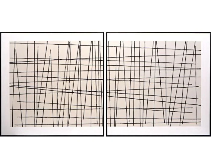 Sunpan Crosshatch (Set of 2) – 48″ x 48″ – Black Floater Frame