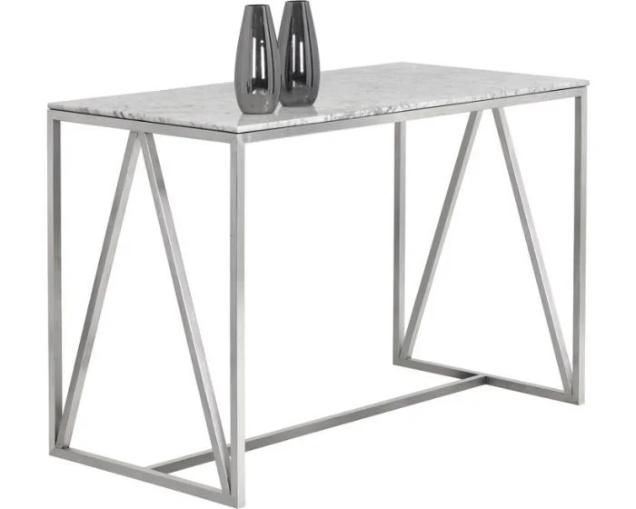 Sunpan Ikon Abel Counter Table – Stainless Steel – White Marble (CL1A) – CLEARANCE SALE