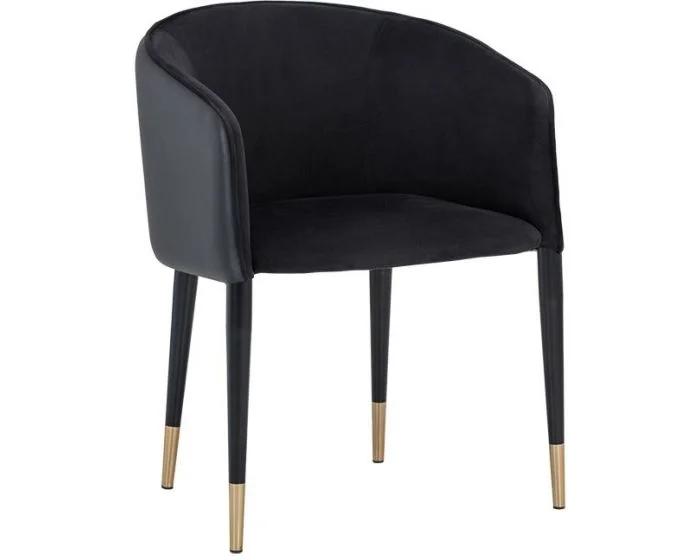 Sunpan Ikon Asher Dining Armchair – Abbington Black / Napa Black (CL1A) – CLEARANCE SALE (Dropshippable)